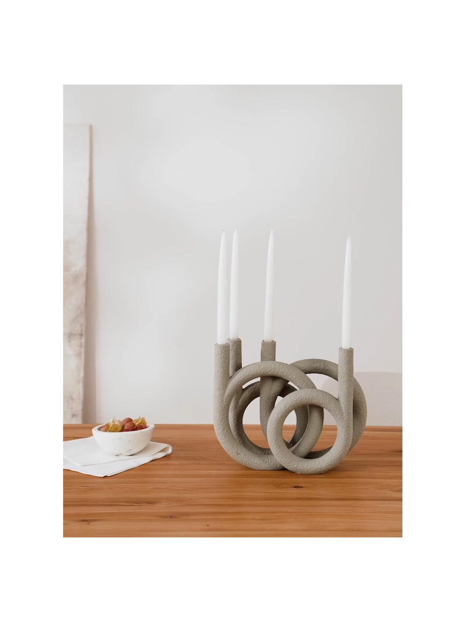 Candelabro grande Ring, Poliresina, Gris claro, An 38 x Al 30 cm