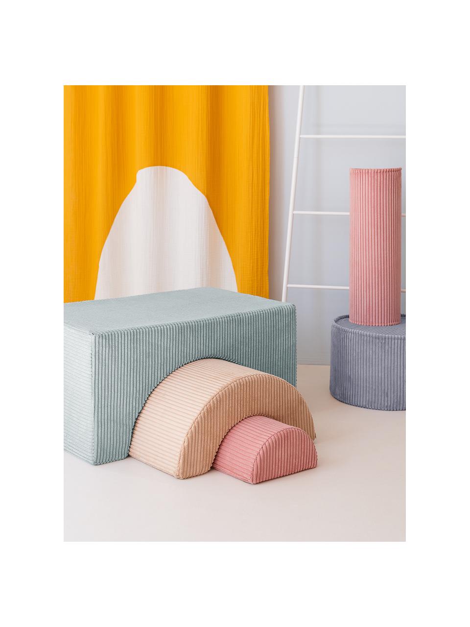 Ensemble de jeu en velours côtelé Rainbow, 3 élém., Velours côtelé vert menthe, beige, vieux rose, larg. 75 x haut. 49 cm