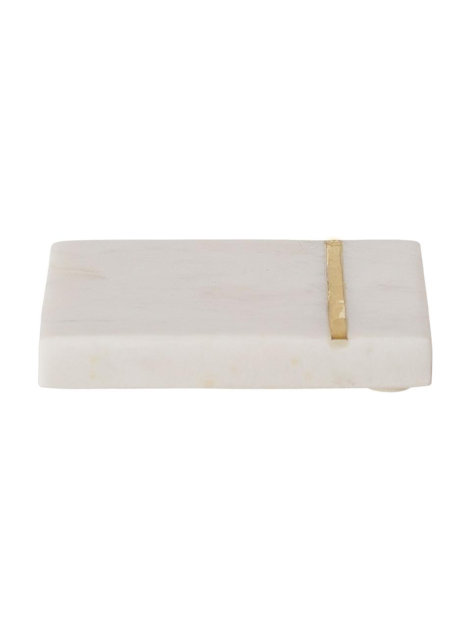 Podstawka z marmuru Tabea, 4 szt., Marmur, Biały, marmurowy, złoty, 10 x 10 cm
