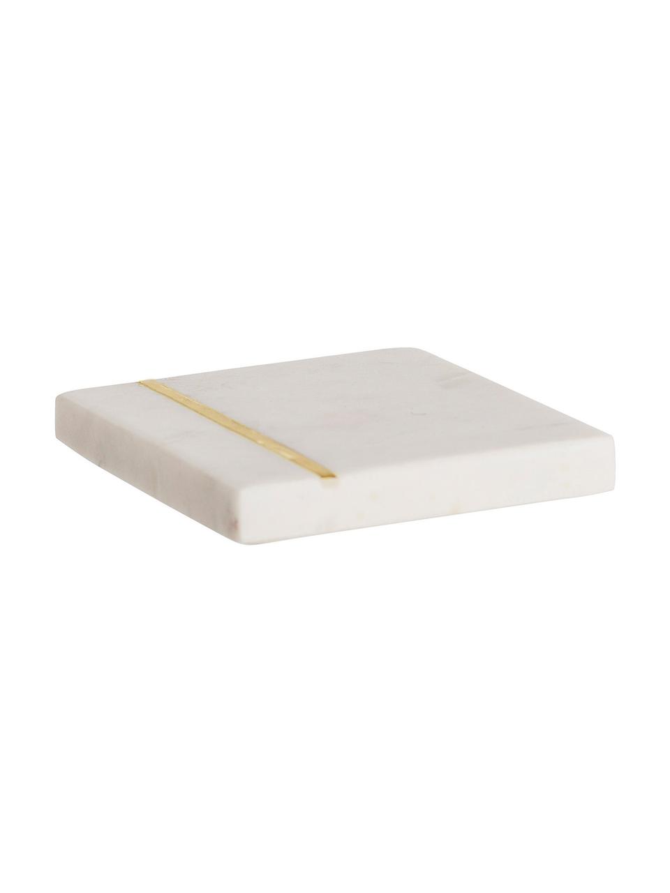 Marmor-Untersetzer Tabea, 4 Stück, Marmor, Weiß marmoriert, Goldfarben, B 10 x T 10 cm