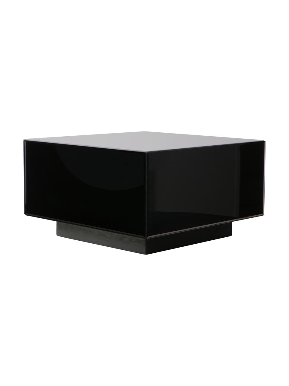 Table basse verre miroir noir Block, Noir, larg. 60 x haut. 35 cm