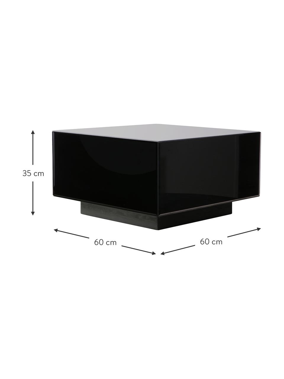 Table basse verre miroir noir Block, Noir, larg. 60 x haut. 35 cm