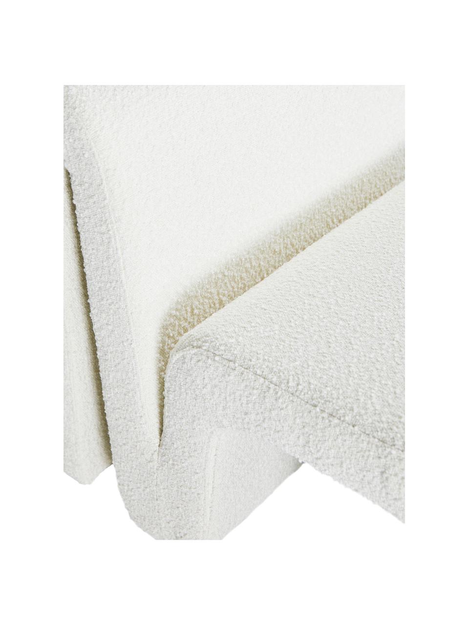 Bouclé loungefauteuil Odette in wit, Bekleding: 95% polyester (bouclé), 5, Frame: grenenhout, multiplex, Bouclé wit, B 70 x D 76 cm