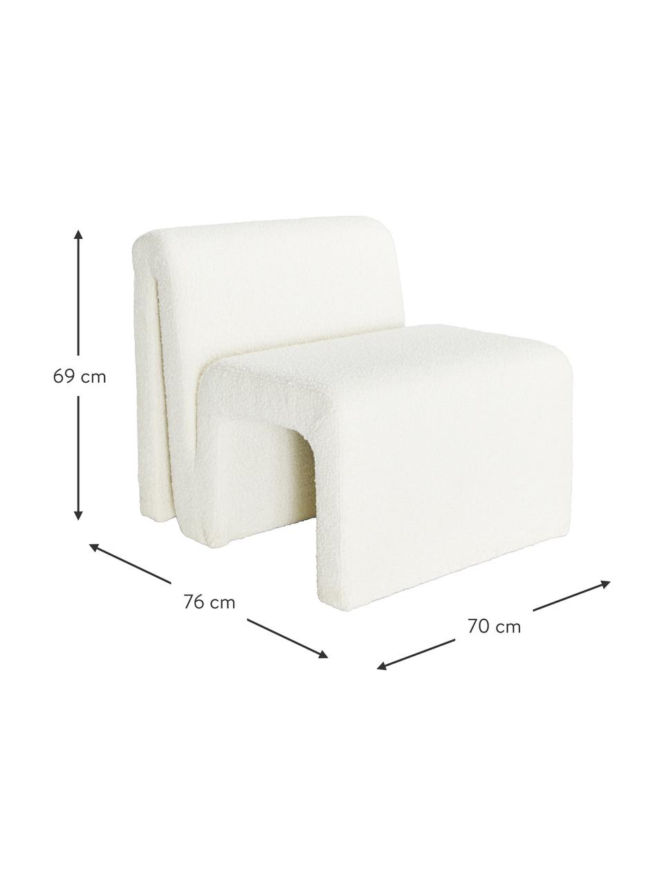 Fauteuil lounge tissu bouclé Odette, Tissu bouclé blanc, larg. 70 x prof. 76 cm