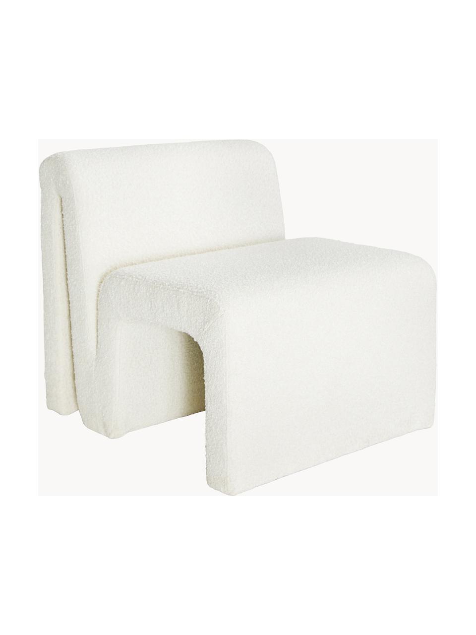 Bouclé loungefauteuil Odette, Bekleding: 95% polyester (bouclé), 5, Frame: grenenhout, multiplex, Bouclé gebroken wit, B 70 x D 76 cm