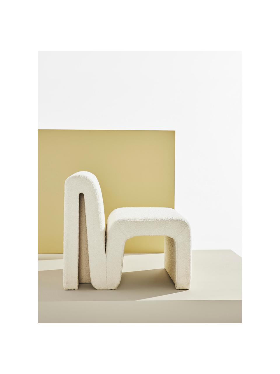 Chaise longue in tessuto bouclé Odette, Rivestimento: 95% poliestere (Bouclé), , Struttura: legno di pino, compensato, Bouclé bianco, Larg. 70 x Prof. 76 cm