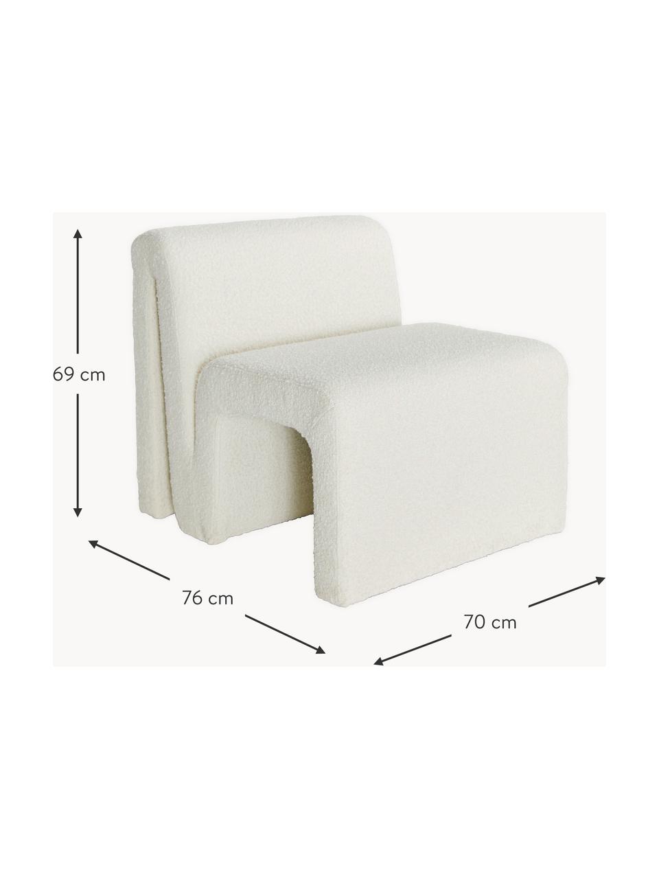 Fauteuil lounge en tissu bouclé Odette, Tissu bouclé, blanc cassé, larg. 70 x prof. 76 cm