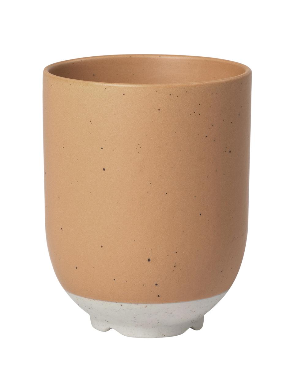 Steingut-Becher Eli mit mattem Finish, 4 Stück, Steingut, Hellbraun, Beige, Ø 7 x H 9 cm