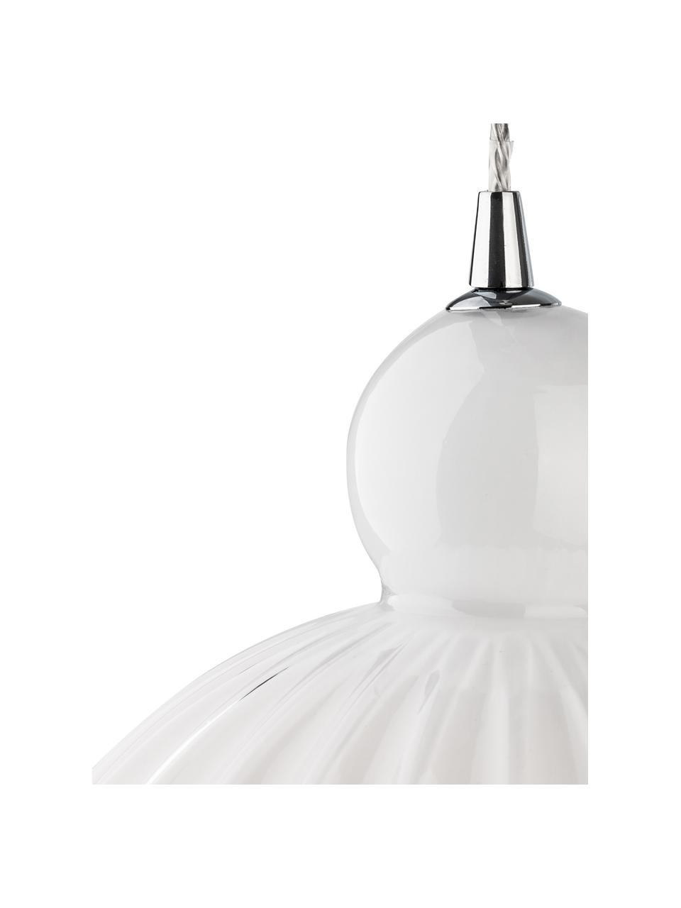 Lámpara de techo pequeña de vidrio opalino Odell, Pantalla: vidrio, Anclaje: metal, Cable: plástico, Blanco opalino, Ø 28 x Al 36 cm
