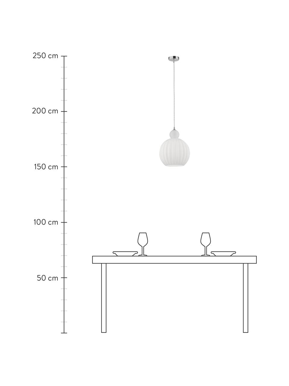 Kleine Pendelleuchte Odell aus Opalglas, Lampenschirm: Opalglas, Baldachin: Metall, Opalweiß, Ø 28 x H 36 cm