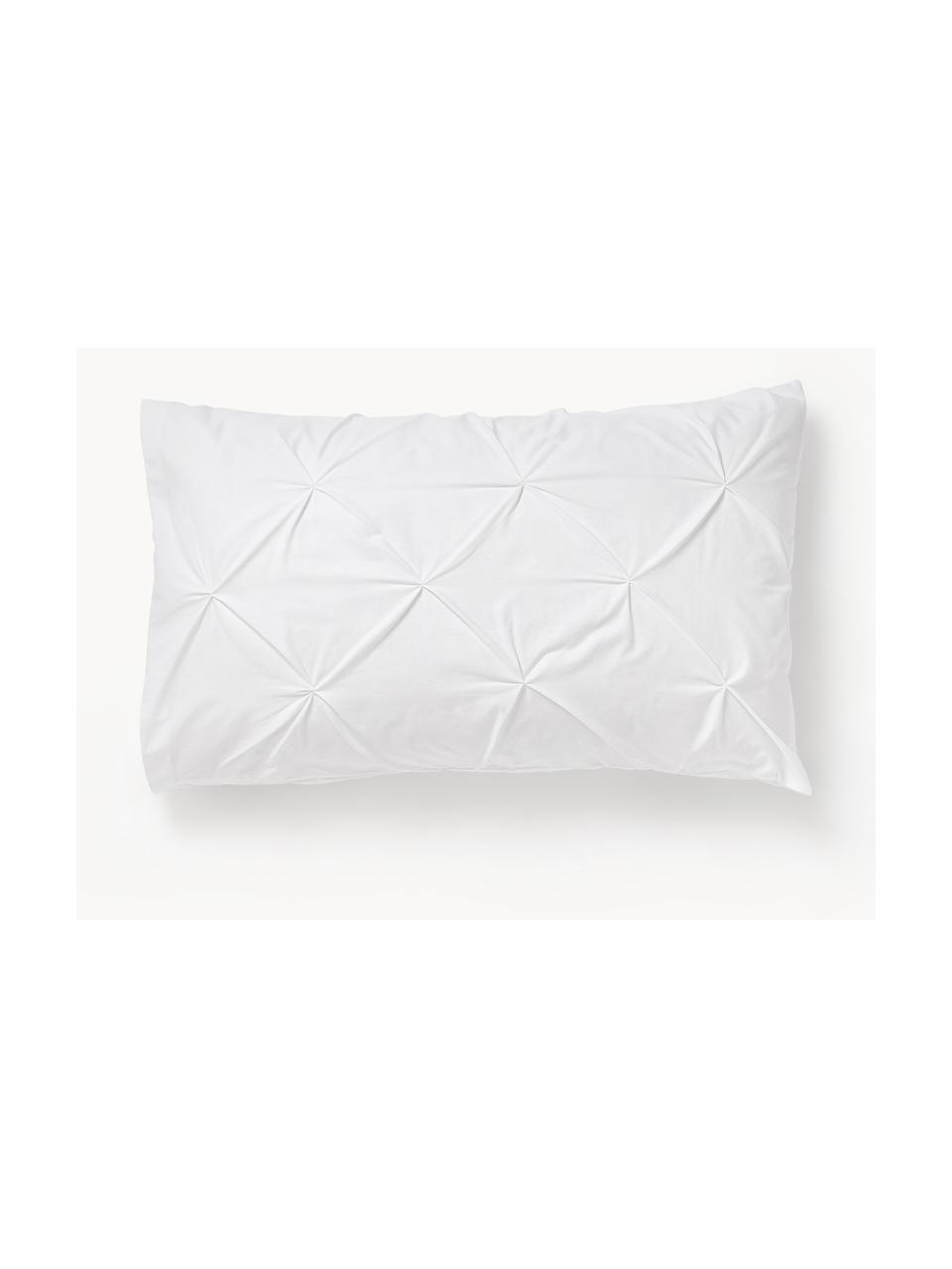 Federa in cotone percalle con motivo trapuntato effetto origami Brody, Bianco, Larg. 50 x Lung. 80 cm