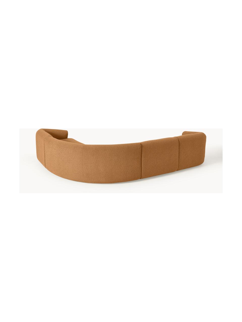 Narożna sofa modułowa bouclé Sofia (4-osobowa), Tapicerka: bouclé (100% poliester) D, Stelaż: drewno świerkowe z certyf, Nogi: tworzywo sztuczne, Jasnobrązowy bouclé, S 318 x G 298 cm
