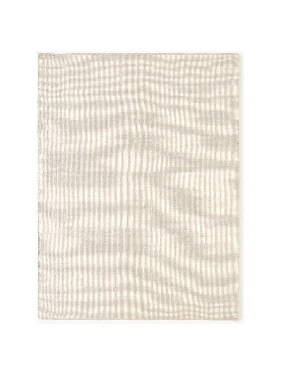 Alfombra artesanal de lana Amaro, 67% lana (certificado RWS), 33% algodón 

Las alfombras de lana se pueden aflojar durante las primeras semanas de uso, la pelusa se reduce con el uso diario., Beige, blanco crema, An 160 x L 230 cm (Tamaño M)