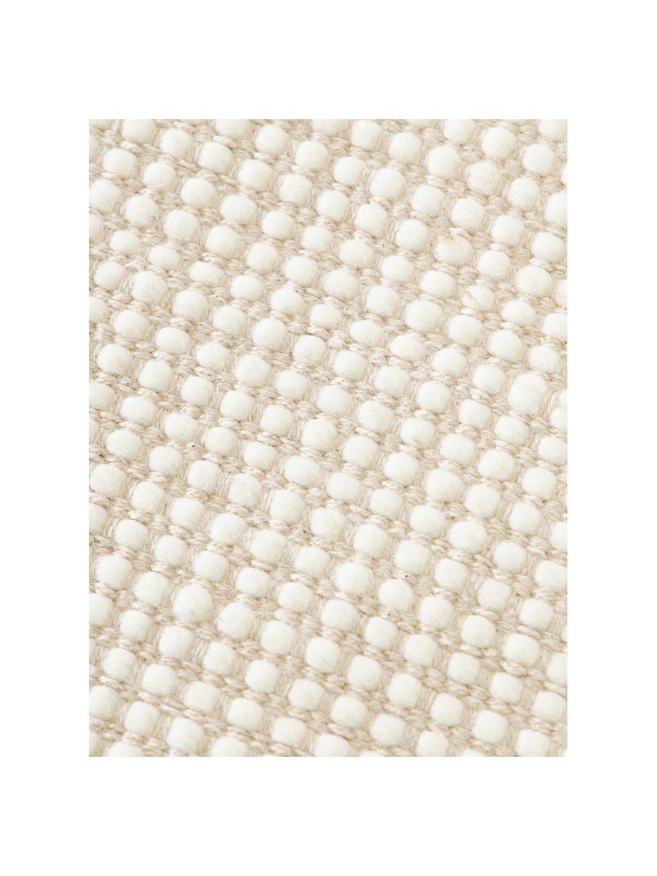 Alfombra artesanal de lana Amaro, 67% lana (certificado RWS), 33% algodón 

Las alfombras de lana se pueden aflojar durante las primeras semanas de uso, la pelusa se reduce con el uso diario., Beige, blanco crema, An 160 x L 230 cm (Tamaño M)