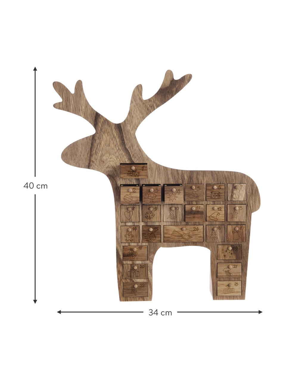 Calendario de adviento Deer, Madera contrachapada, Natural, L 34 x Al 40 cm