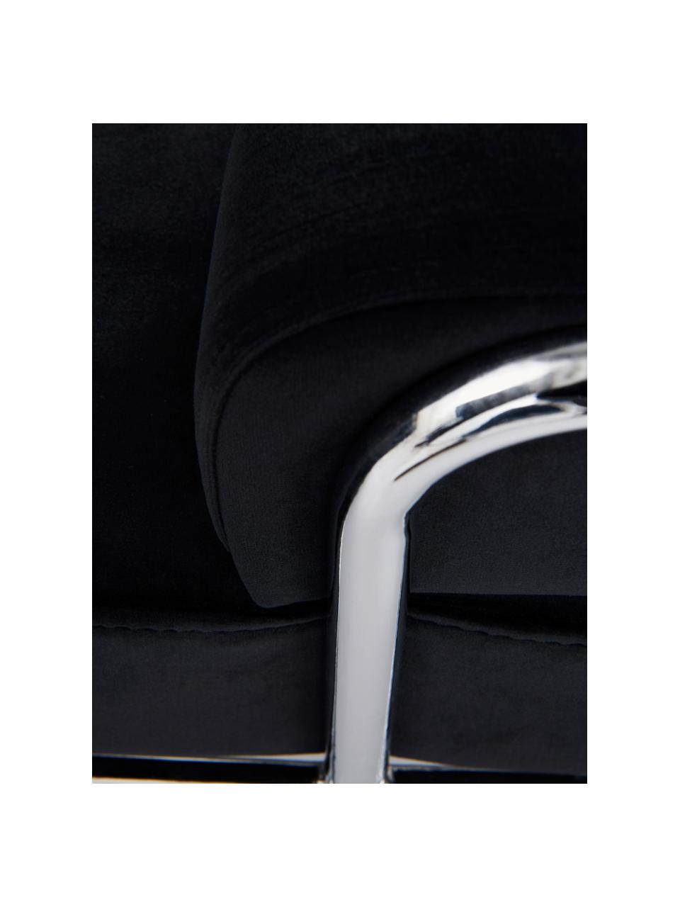 Fluwelen huisdierbed Fldo, Bekleding: fluweel (100% polyester), Frame: verchroomd metaal, Zwart, zilverkleurig, B 83 x D 52 cm