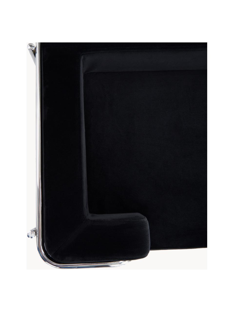 Fluwelen huisdierbed Fldo, Bekleding: fluweel (100% polyester), Frame: verchroomd metaal, Zwart, zilverkleurig, B 83 x D 52 cm