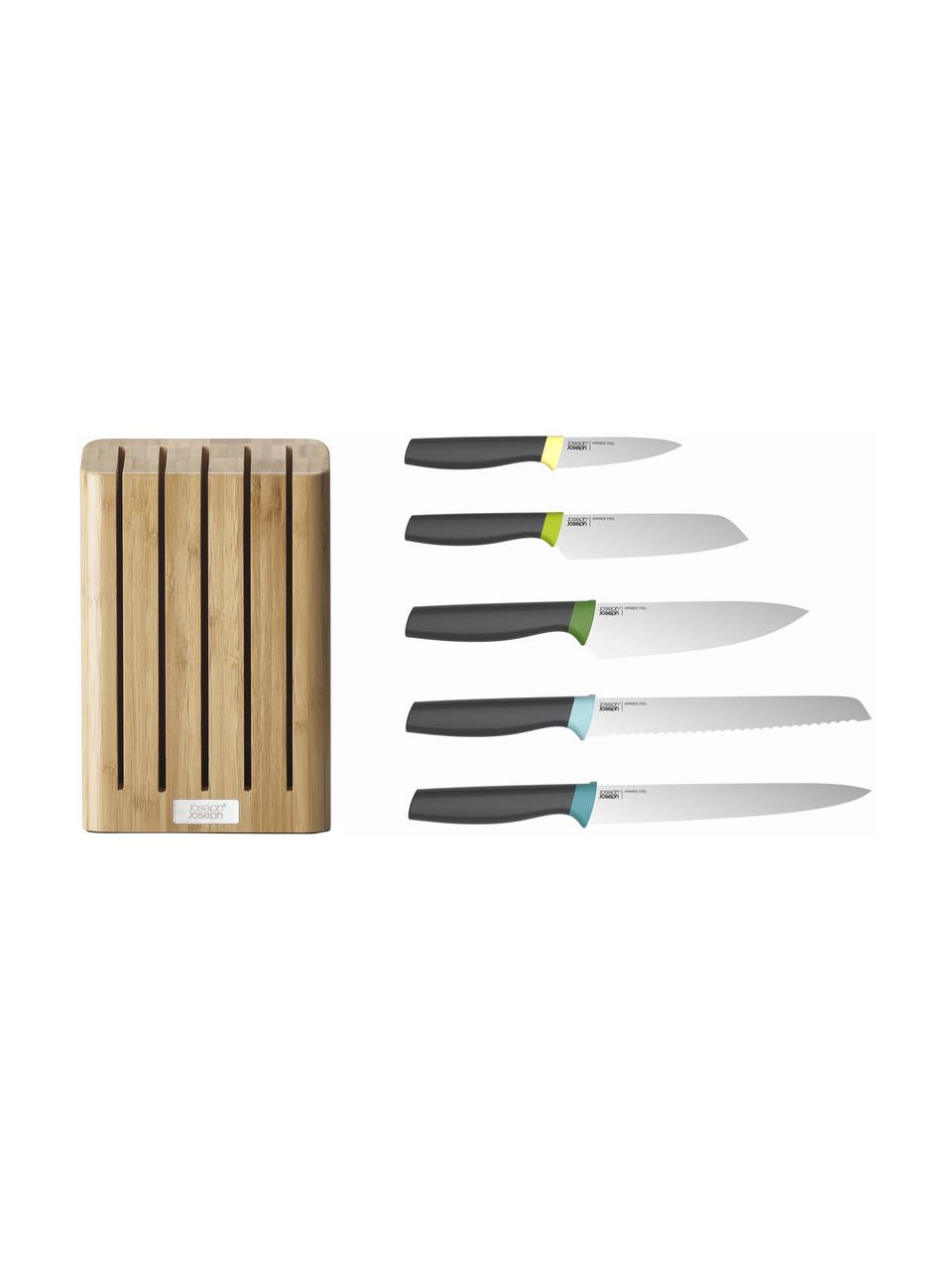 Set de cuchillos Elevate, 5 cuchillos., Cuchillo: acero inoxidable, Marrón claro, negro, multicolor, Set de diferentes tamaños