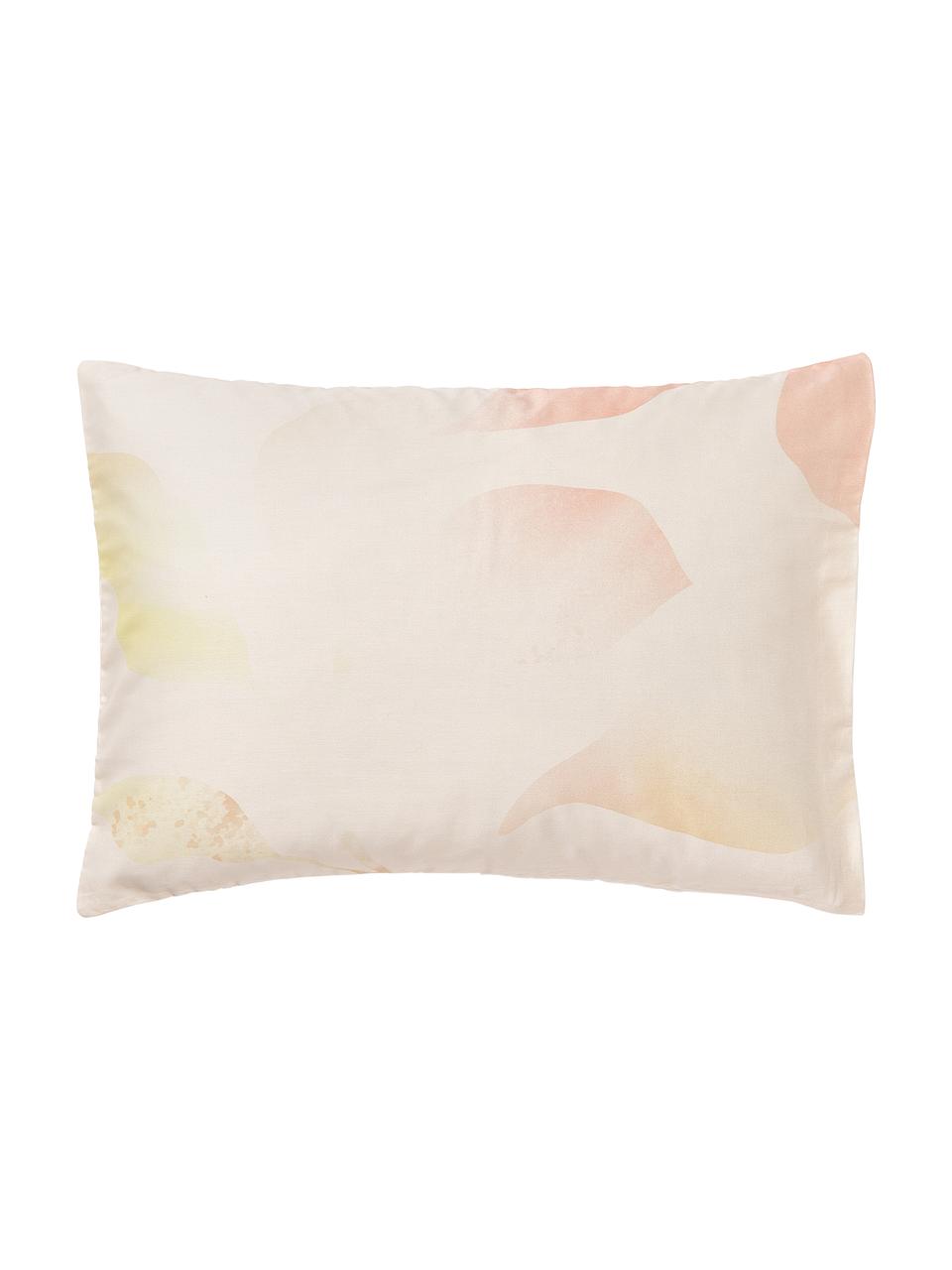 Funda de almohada de satén estampada Marino, Beige, tonos rojos, An 45 x L 110 cm