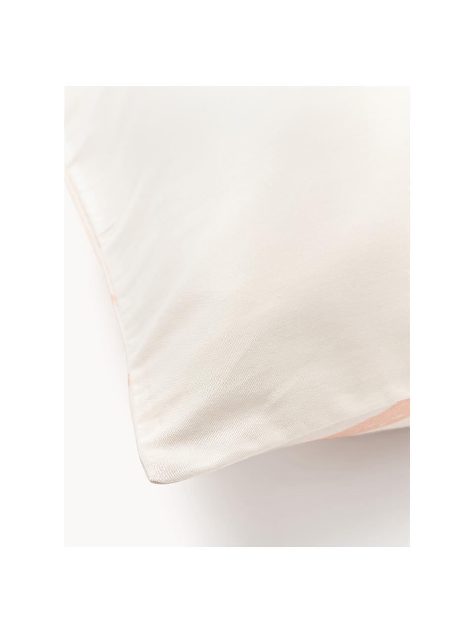 Funda de almohada de satén estampada Marino, Beige, tonos rojos, An 45 x L 110 cm