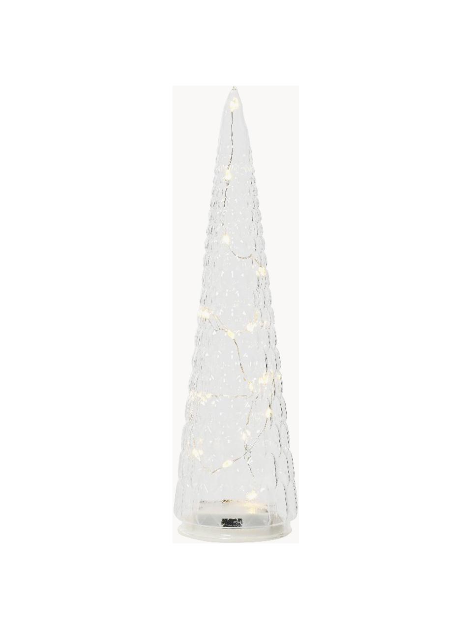 Batteriebetriebene LED-Weihnachtsbäume Cristal mit Timerfunktion, 3er-Set, Glas, Transparent, Ø 9 x H 35 cm