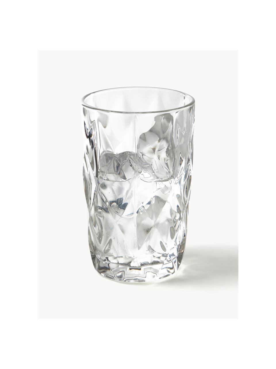 Longdrinkglazen Colorado met structuurpatroon, 4 stuks, Glas, Transparant, Ø 8 x H 13 cm, 310 ml