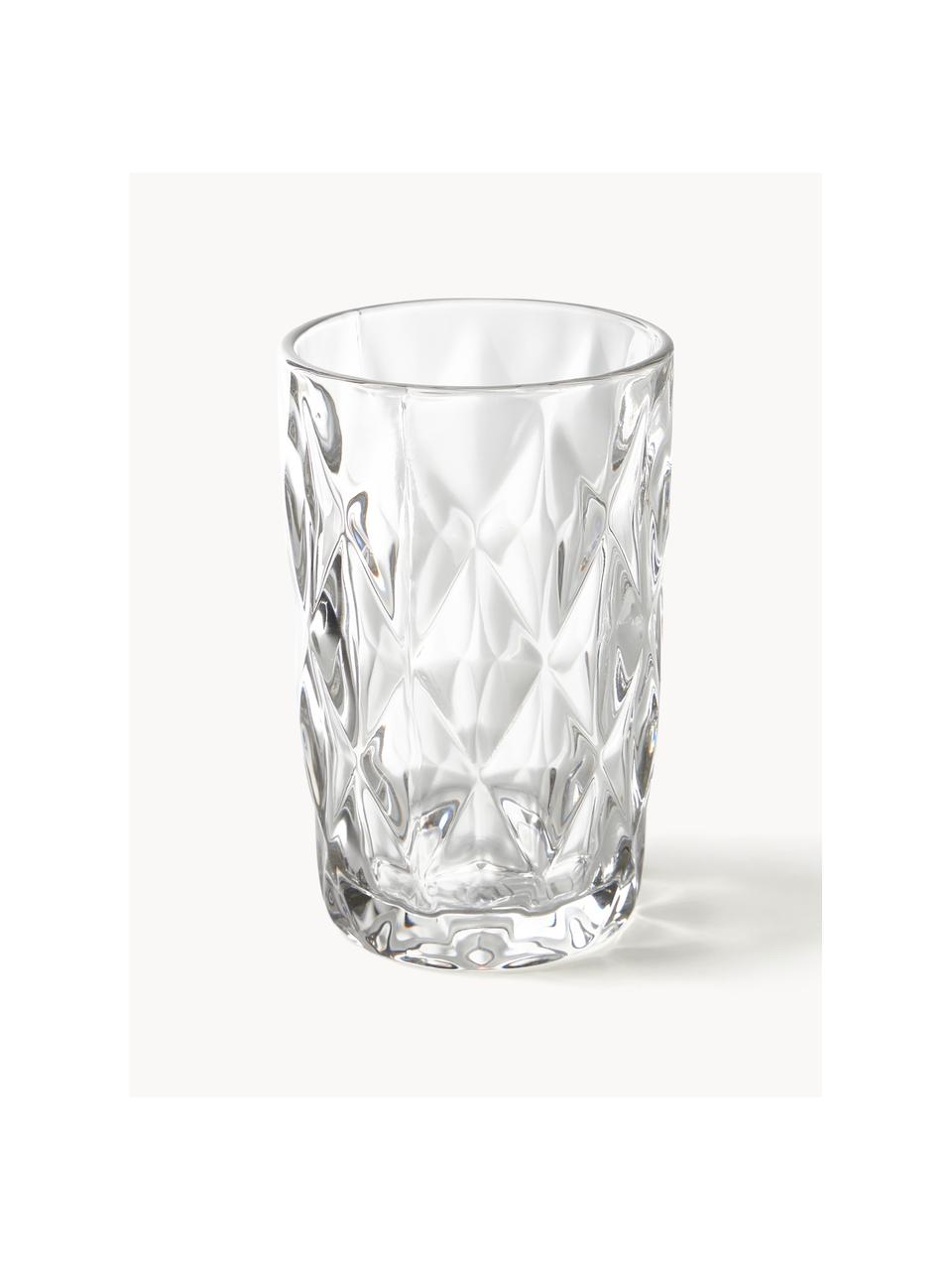 Longdrinkglazen Colorado met structuurpatroon, 4 stuks, Glas, Transparant, Ø 8 x H 13 cm, 310 ml