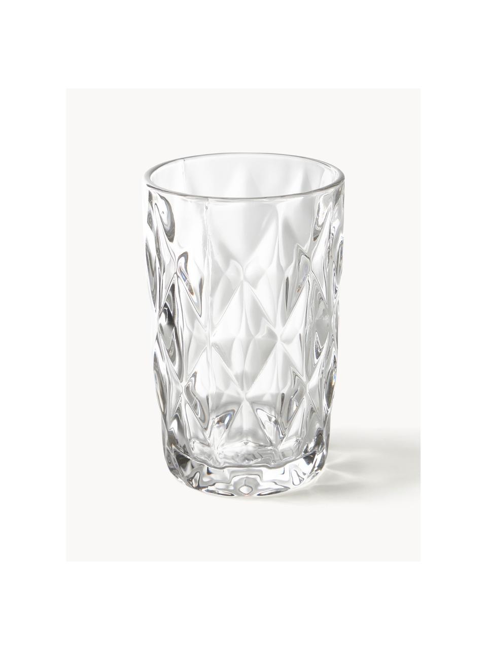 Vasos highball con relieves Colorado, 4 uds., Vidrio, Transparente, Ø 8 x Al 13 cm, 310 ml