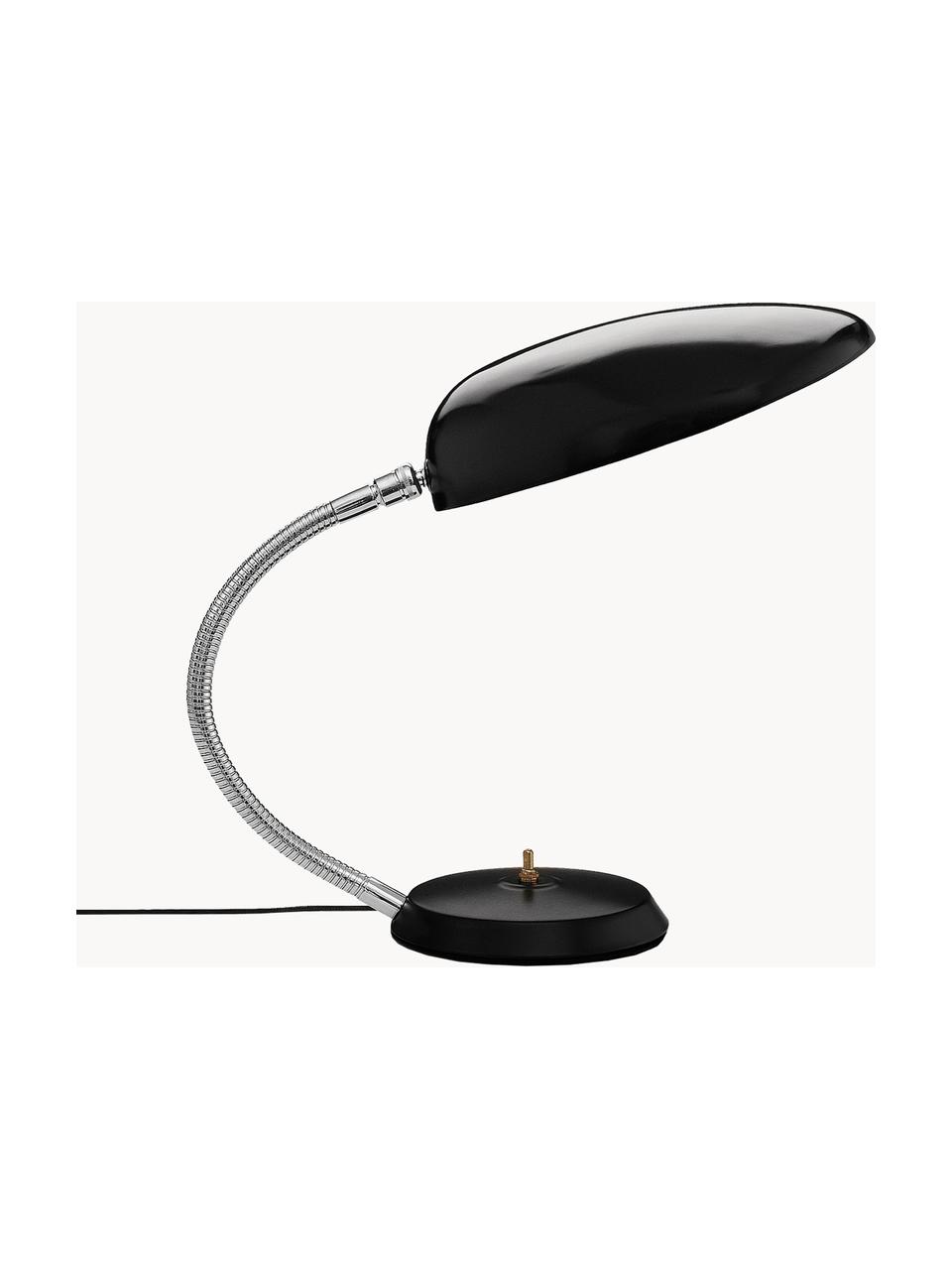 Verstelbare tafellamp Cobra, Staal, verchroomd, aluminium, poedercoating, Zwart, B 29 x H 35 cm