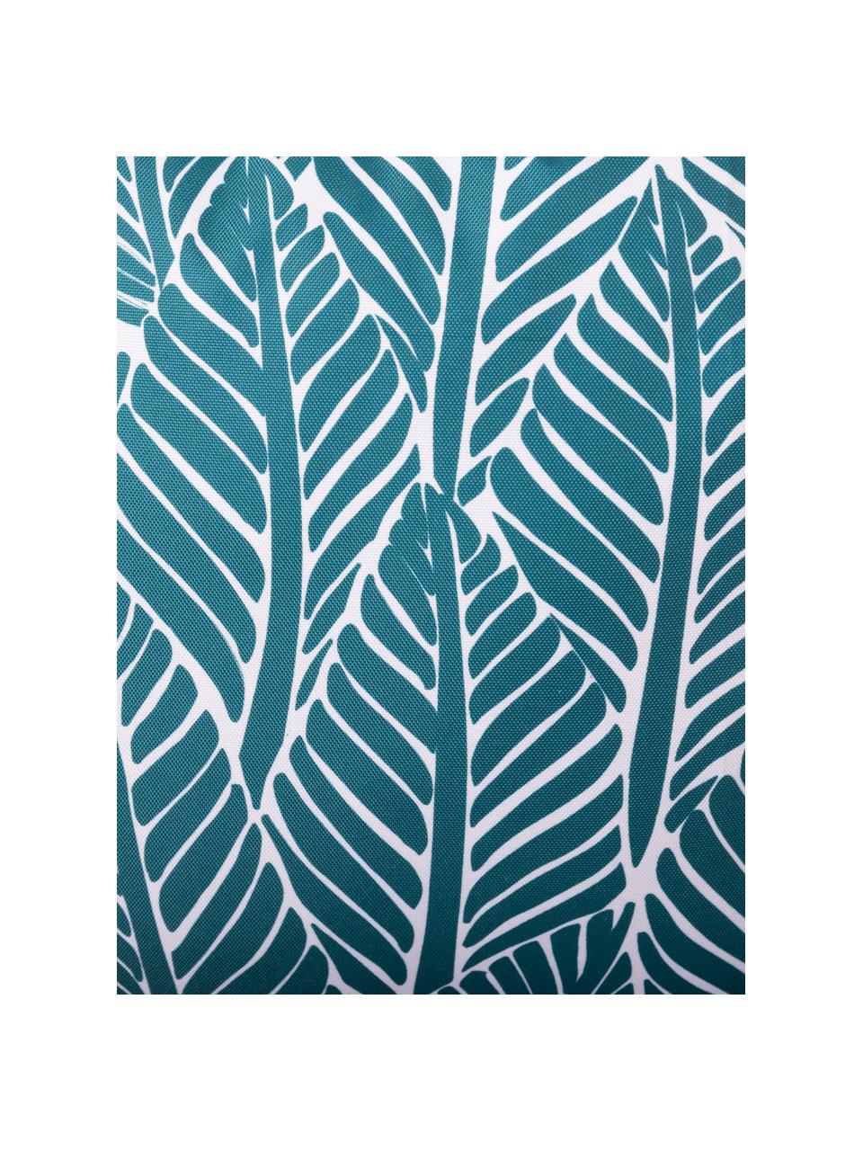 Outdoor kussen Sanka met bladerenmotief, met vulling, 100% polyester, Blauw, B 45 x L 45 cm