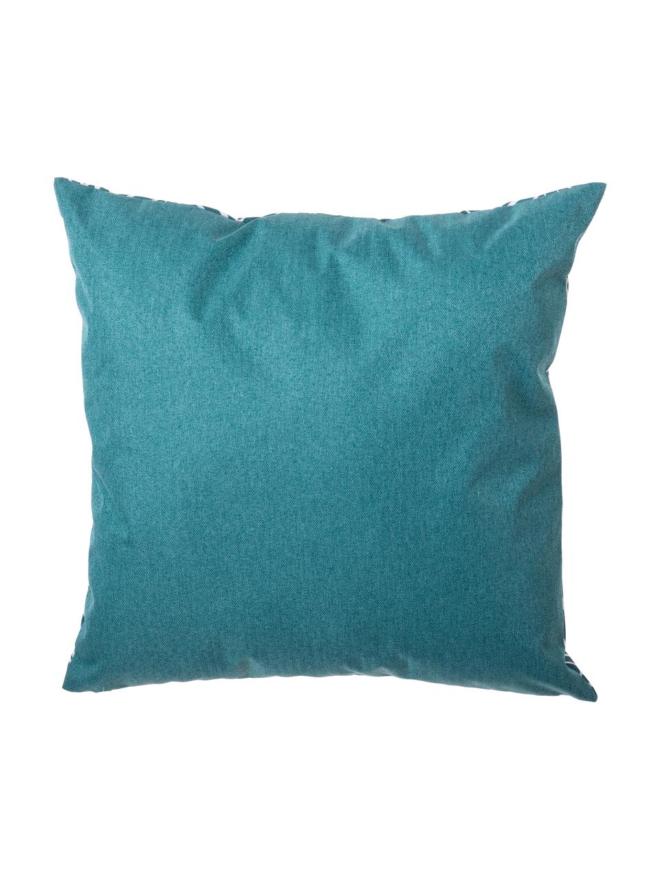 Outdoor-Kissen Sanka mit Blättermotiv, mit Inlett, 100% Polyester, Blau, B 45 x L 45 cm