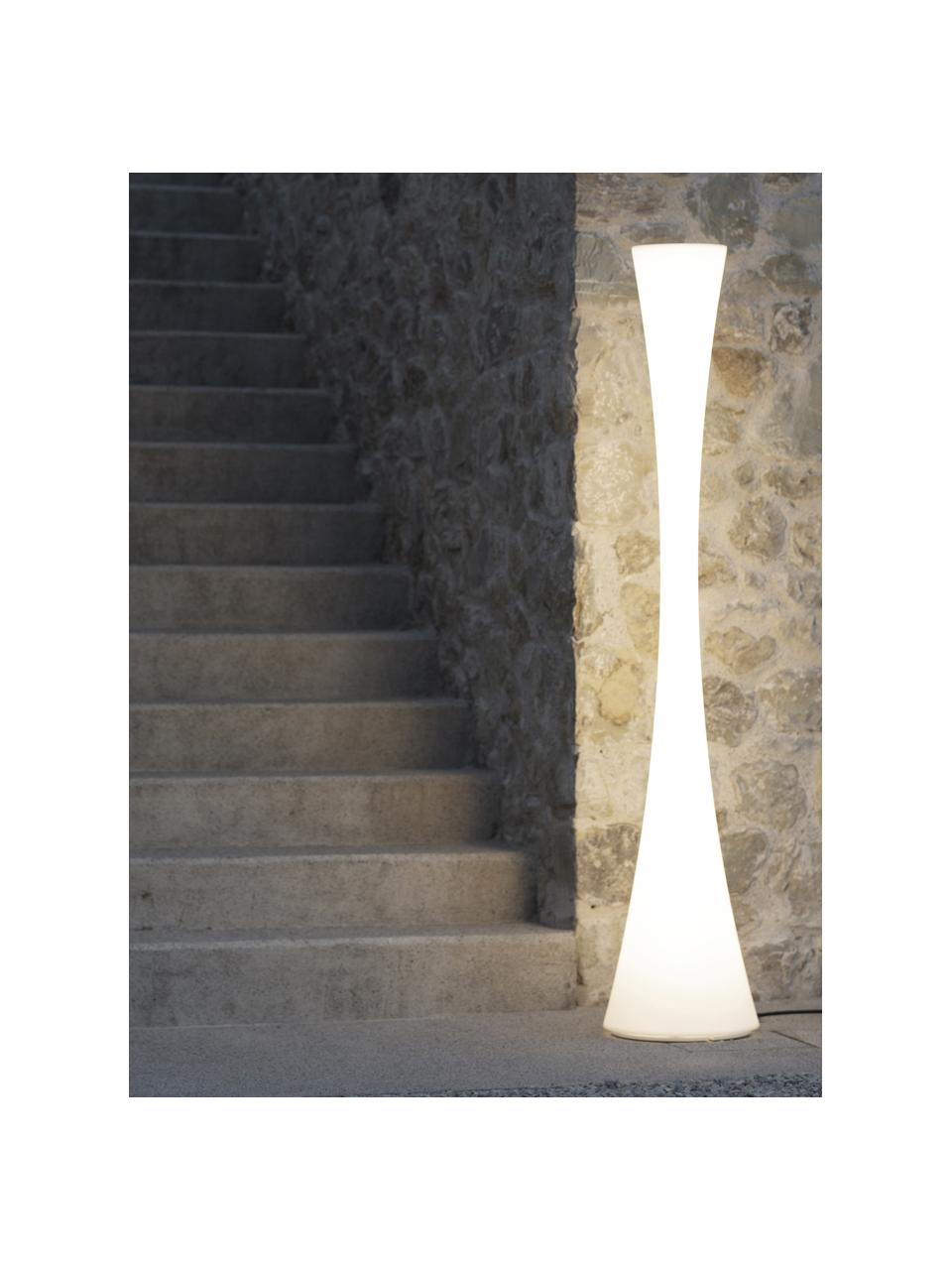 Große dimmbare Outdoor Stehlampe Biconica mit Fernbedienung, Kunststoff, Weiß, H 195 cm