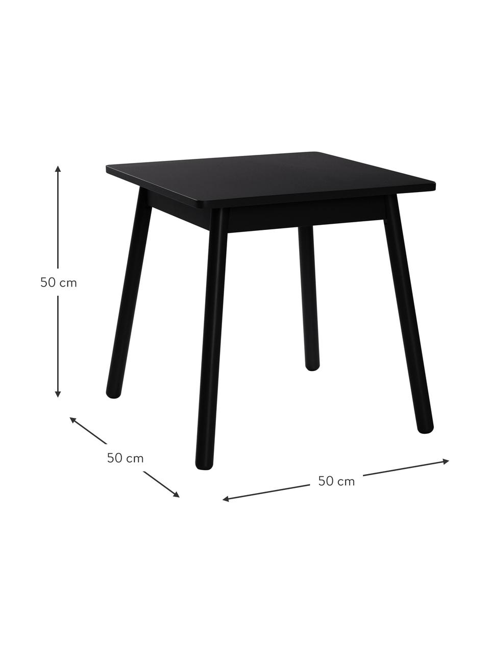 Table en bois pour enfant Kinna Mini, Bois de pin, MDF (panneau en fibres de bois à densité moyenne), Noir, larg. 50 x haut. 50 cm