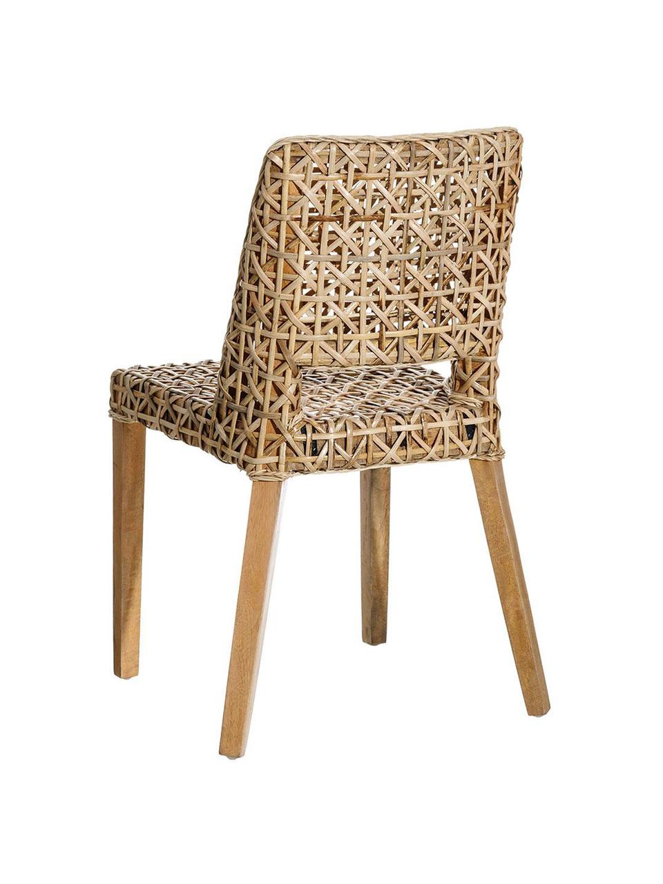 Silla de ratán Bengo, Estructura: madera de mango, ratán, Beige, An 46 x Al 84 cm