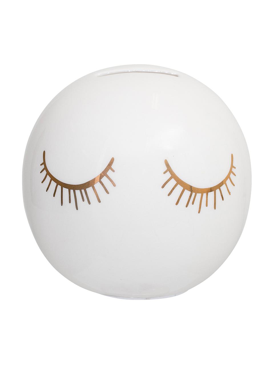 Tirelire Lashes, Blanc, couleur dorée, Ø 10 x haut. 10 cm