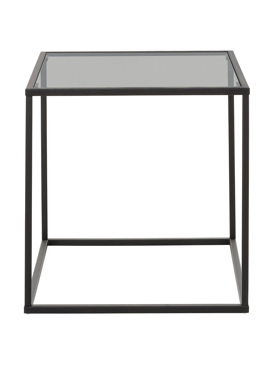 Table d'appoint avec plateau en verre Maya, Noir, transparent, noir, larg. 45 x haut. 50 cm