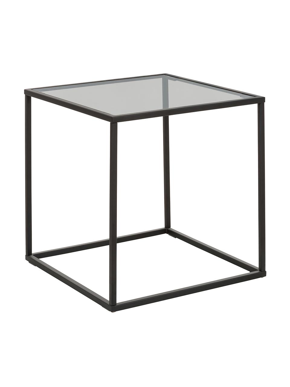 Tavolino con piano in vetro Maya, Struttura: metallo verniciato a polv, Nero, trasparente, nero, Larg. 45 x Alt. 50 cm