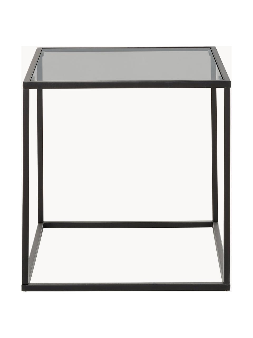 Beistelltisch Maya mit Glasplatte, Tischplatte: Sicherheitsglas, Gestell: Metall, pulverbeschichtet, Schwarz, Transparent, Schwarz, B 45 x H 50 cm