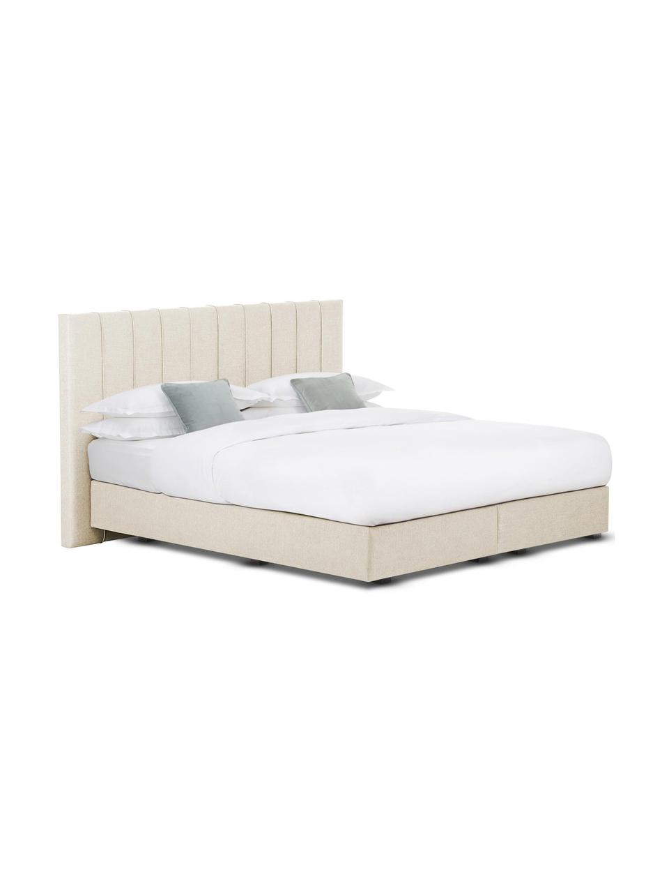 Letto Boxspring Premium Lacey, Materasso: a molle insacchettate a 7, Piedini: legno di faggio massiccio, Beige, 200 x 200