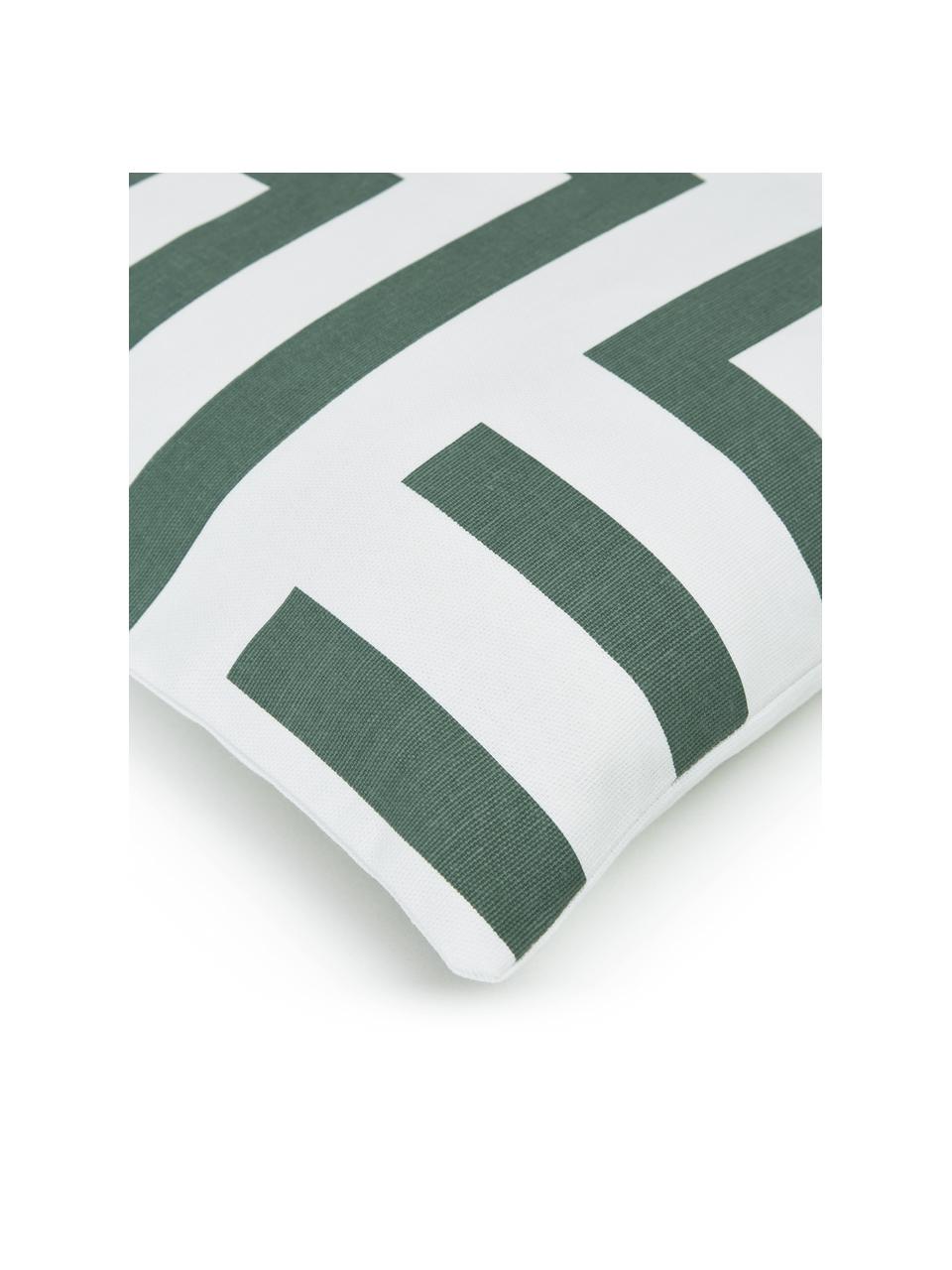 Housse de coussin 45x45 en coton motif graphique Bram, 100 % coton, Blanc, vert sauge, larg. 45 x long. 45 cm