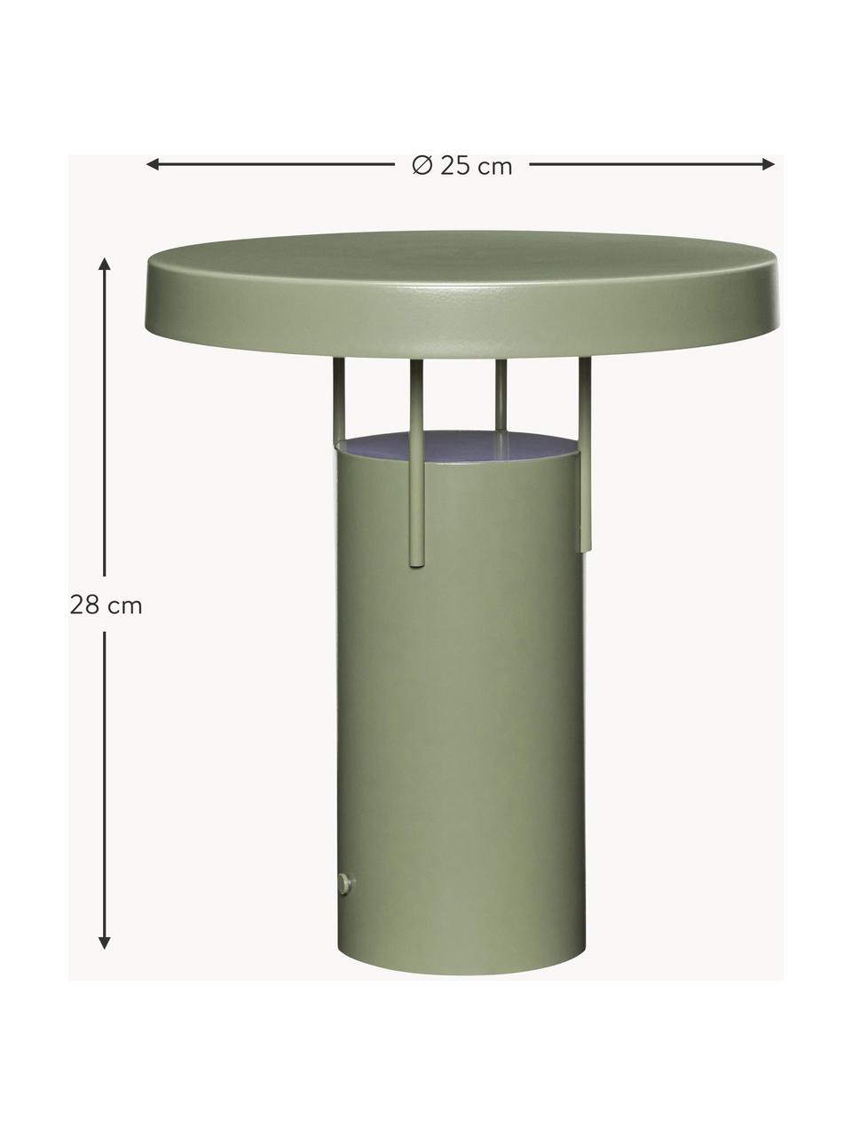 Stmívatelná exteriérová stolní LED lampa s dotykovou funkcí Bring Me, Potažená ocel, Zelená, Ø 25 cm, V 28 cm