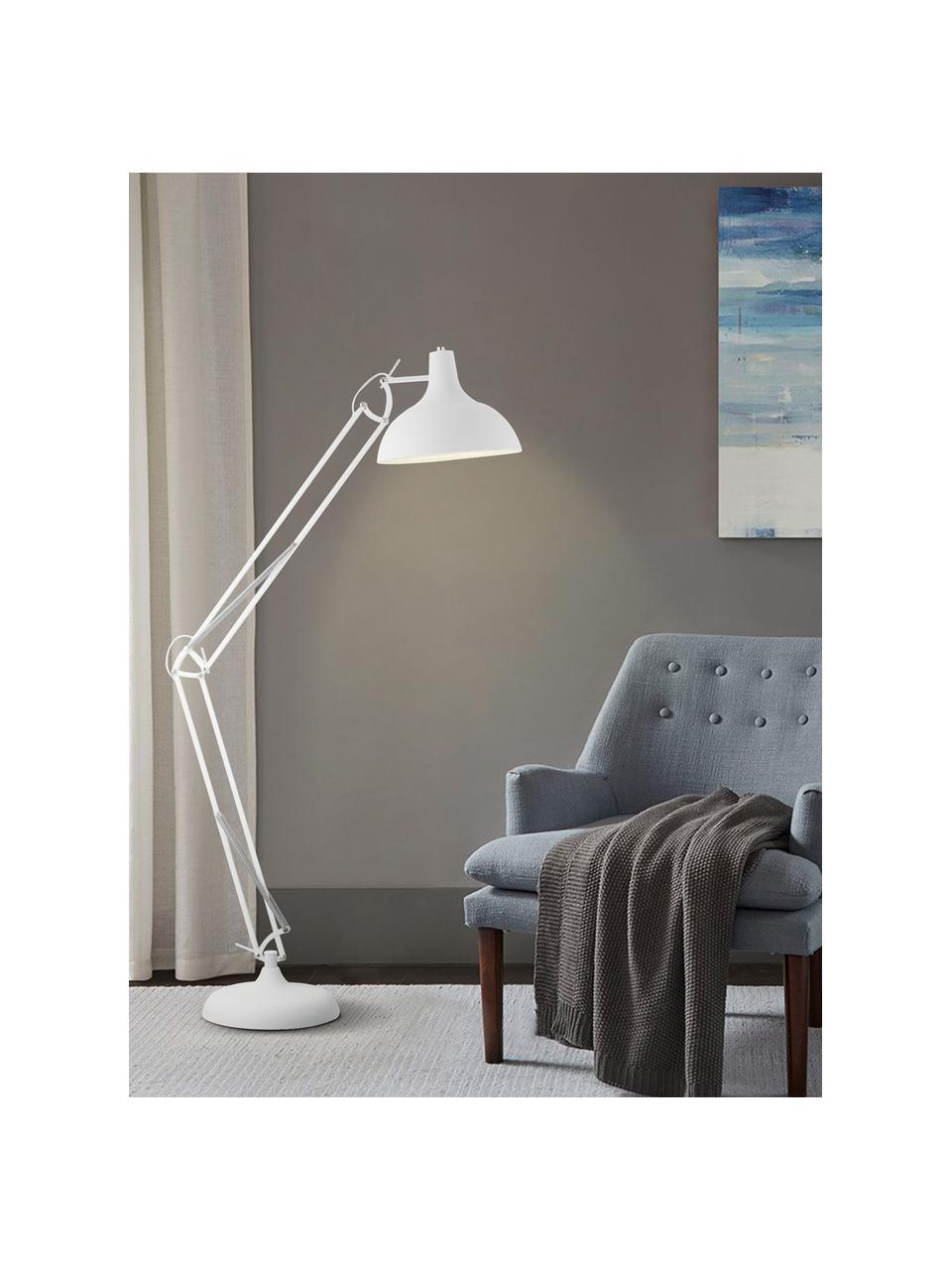 Velká lampa na čtení Job, Bílá, černá, Ø 38 cm, V 180 cm