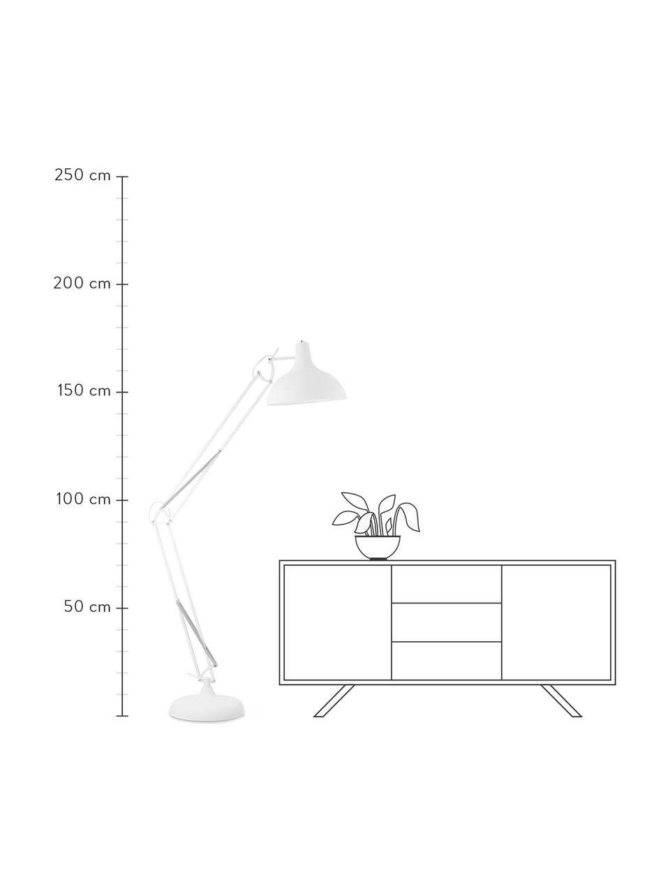 Grote Leeslamp Job in wit, Lampenkap: gepoedercoat metaal, Lampvoet: gepoedercoat metaal, Wit, zwart, Ø 38 x H 180 cm