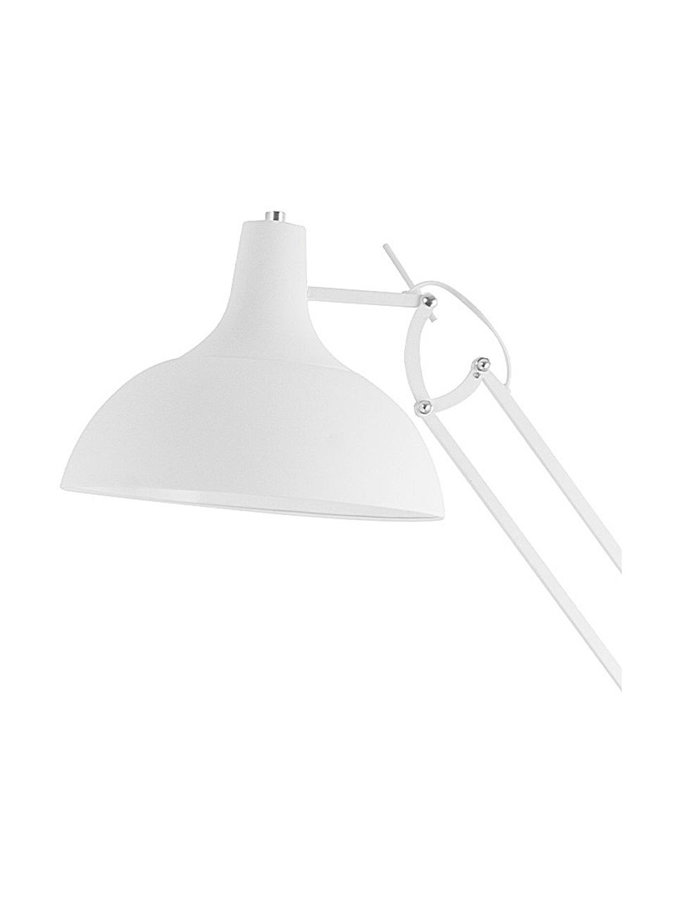 Grote Leeslamp Job in wit, Lampenkap: gepoedercoat metaal, Lampvoet: gepoedercoat metaal, Wit, zwart, Ø 38 x H 180 cm
