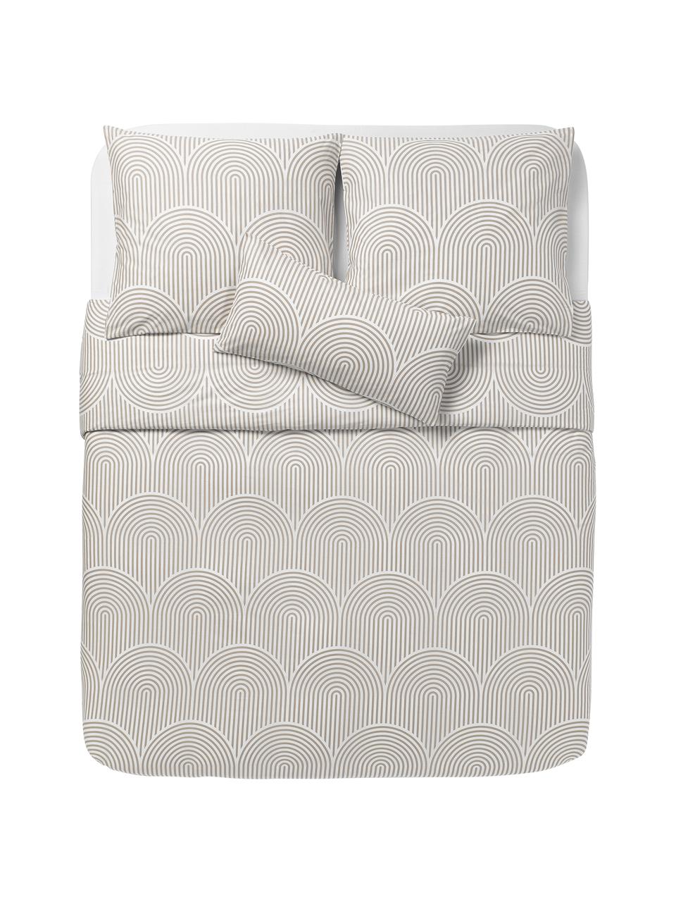 Baumwoll-Bettdeckenbezug Arcs, Webart: Renforcé Fadendichte 144 , Beige, Weiß, B 200 x L 200 cm