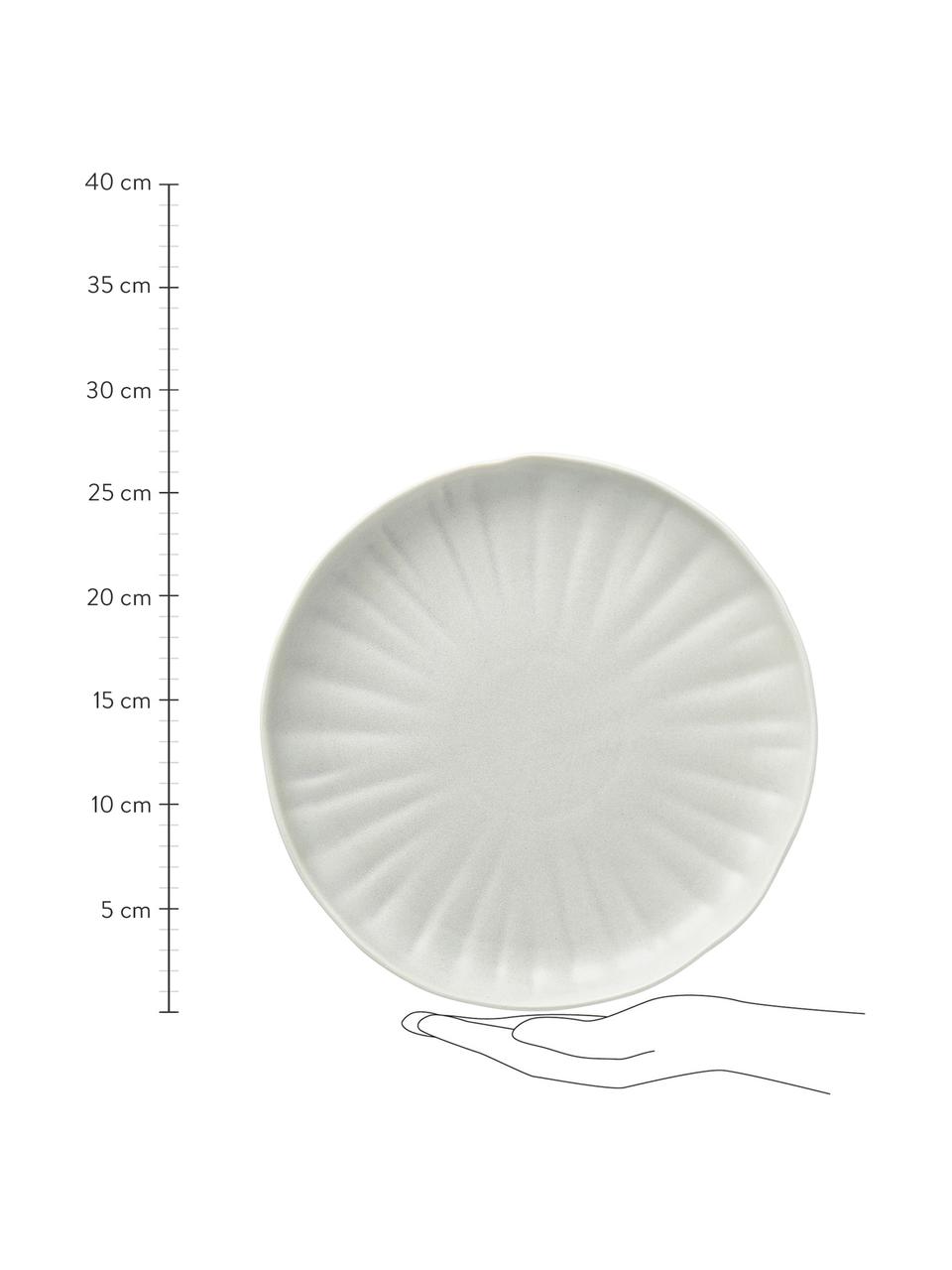 Mělké talíře s reliéfem Sali, matné, 4 ks, Porcelán, Světle šedá, Ø 27 cm, V 3 cm