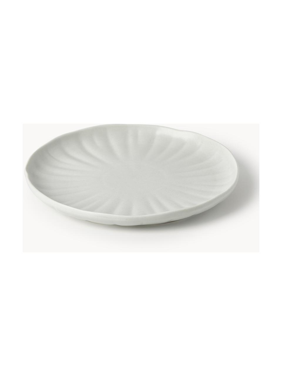 Matný plytký tanier s reliéfom Sali, 4 ks, Porcelán, Svetlosivá, Ø 27 x V 3 cm