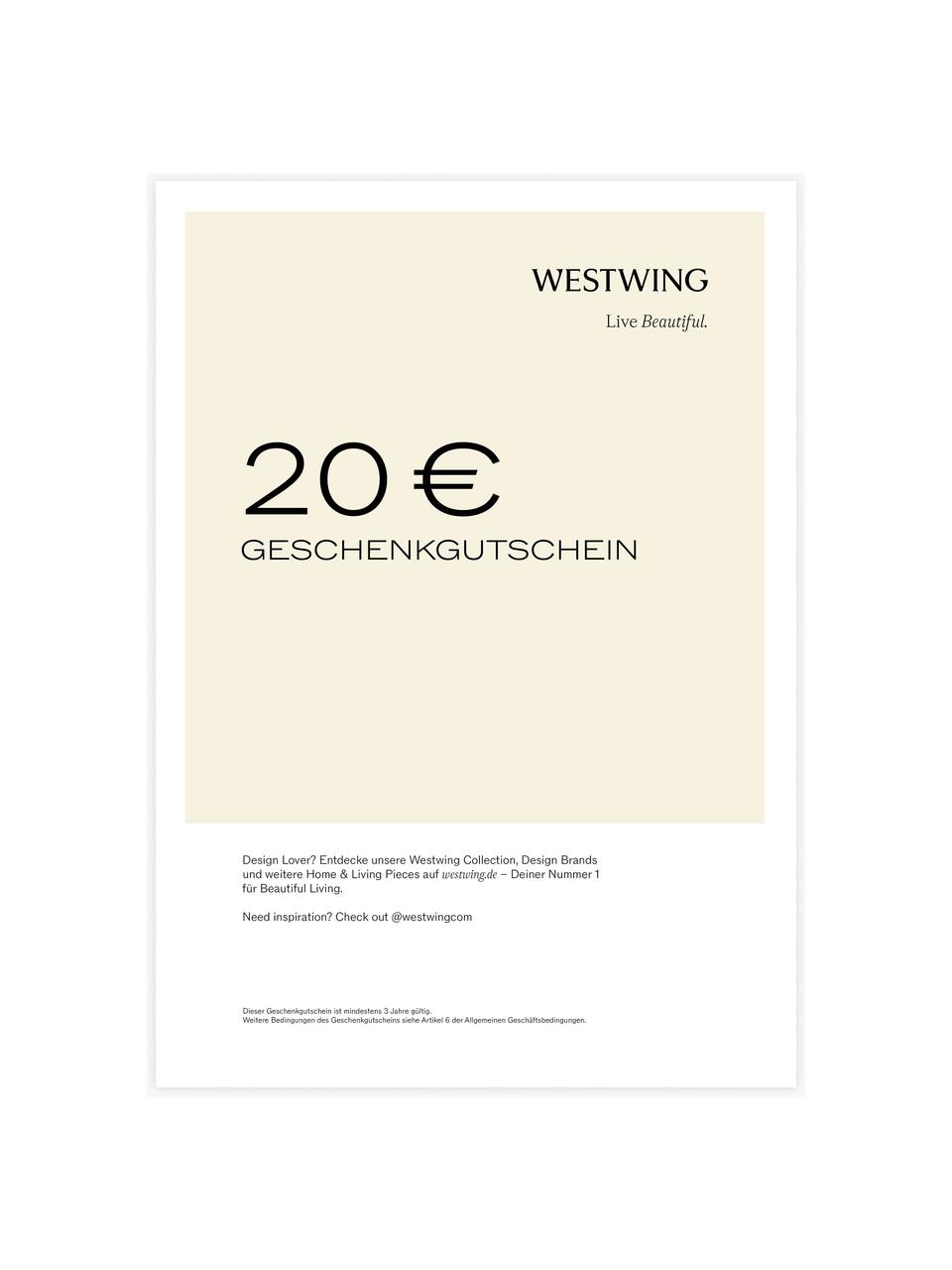 Gutschein zum Ausdrucken, Digitaler Gutschein zum selbst Ausdrucken und sofort verwenden! 
Nach Zahlungseingang erhältst Du direkt eine E-Mail mit dem Link zu Deinem Gutschein. Du kannst einfach die PDF-Datei abspeichern und ausdrucken., Cremeweiß, Schwarz, 20