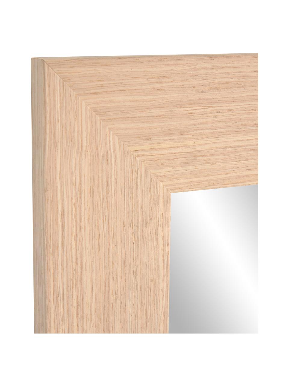 Eckiger Wandspiegel Yvaine mit hellbraunem Holzrahmen, Rahmen: Holz, Spiegelfläche: Spiegelglas, Beige, B 81 x H 181 cm