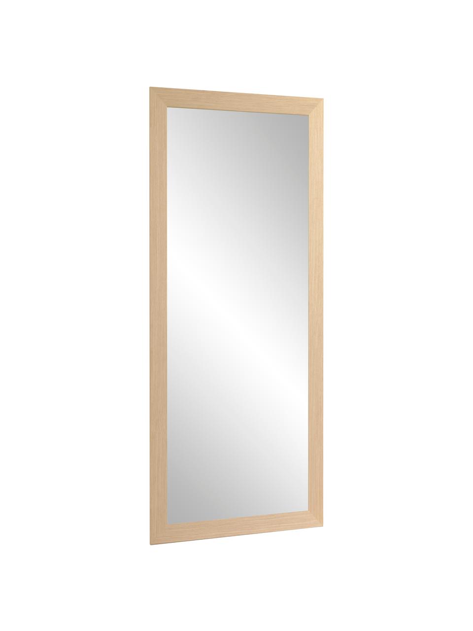 Eckiger Wandspiegel Yvaine mit hellbraunem Holzrahmen, Rahmen: Holz, Spiegelfläche: Spiegelglas, Beige, B 81 x H 181 cm